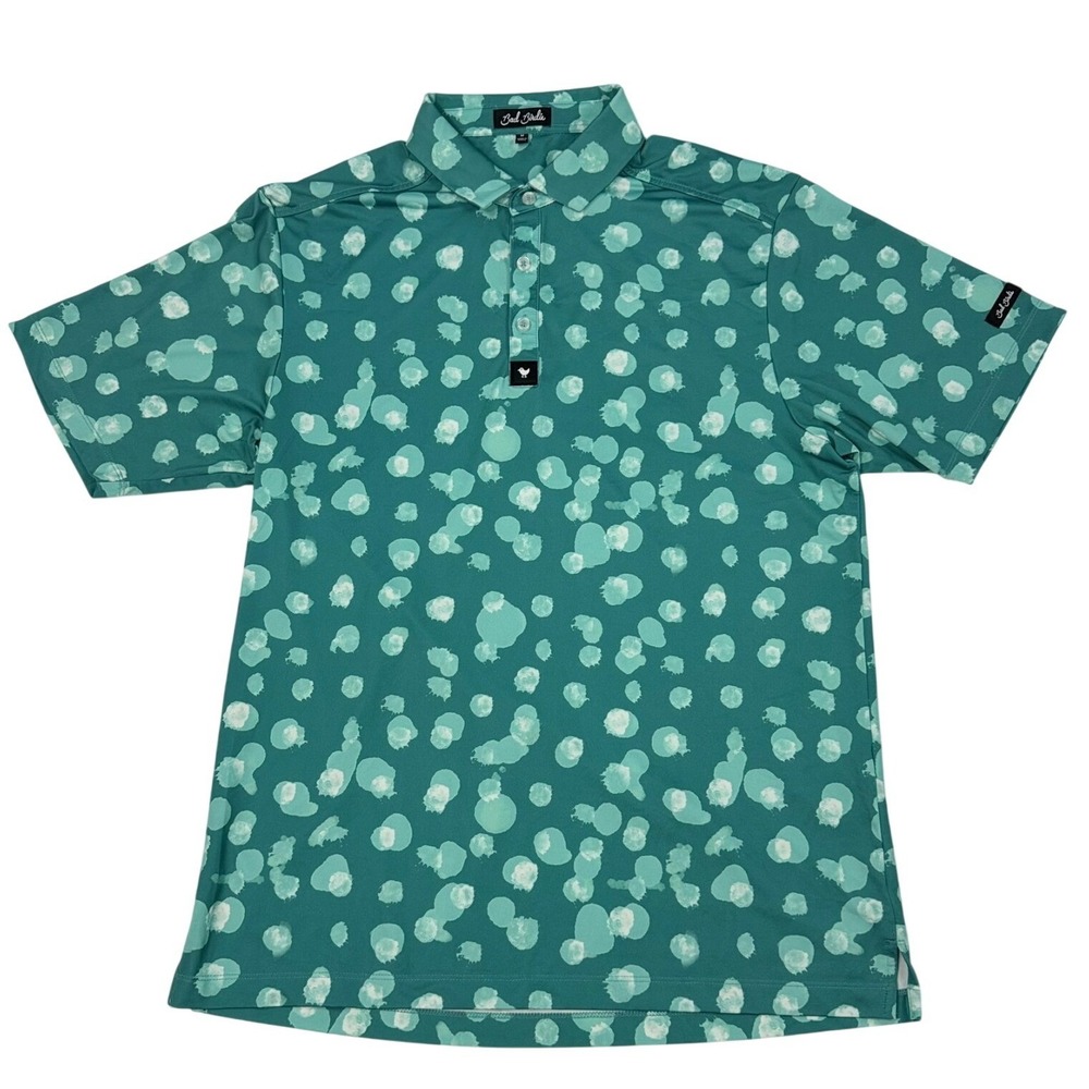 Bad Birdie Golf‎ Polo Mens Size M Performance Stretch Tropical Print Blue